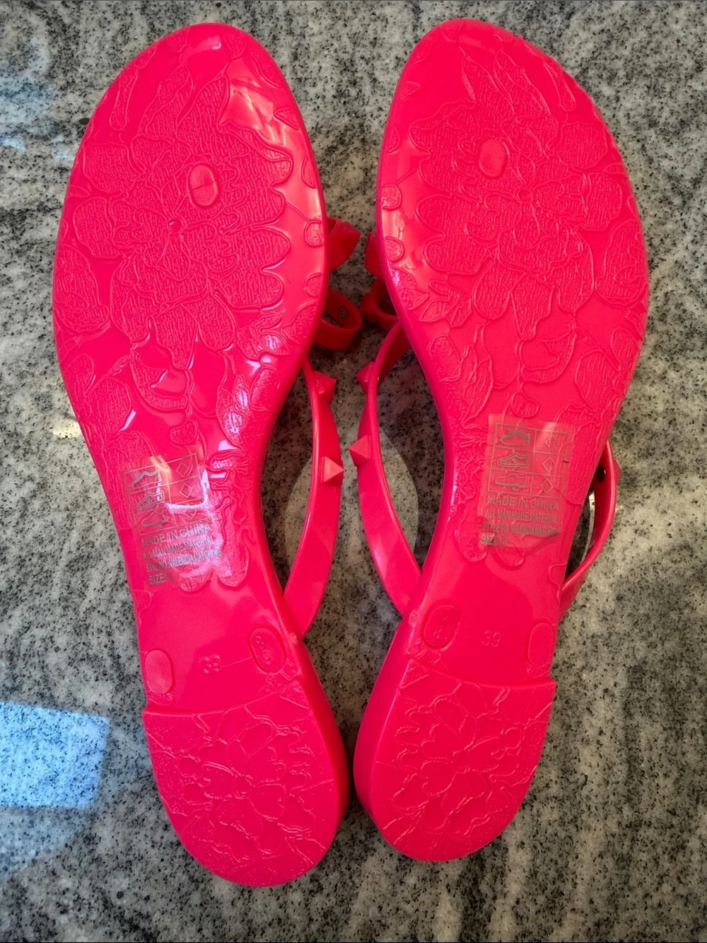 Women's Bright Pink Bow Jelly Slide Sandals